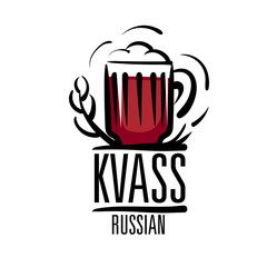 Vector illustration of a mug with Russian kvass. Isolated on white background