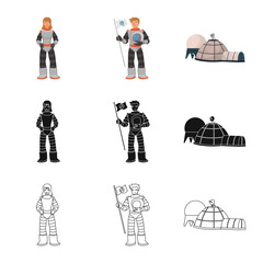 Vector illustration of astronomy and technology  logo. Set of astronomy and sky stock vector illustration.