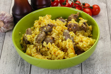 Rice with Chicken hearts