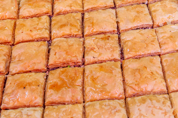 Baklava sold in Shuk Hacarmel market, Tel Aviv, Israel