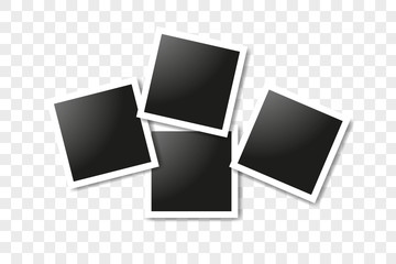 Set of realistic square frames, Vector Photo frame mockup design. Vector frames photo collage on transparent background. Vector illustration