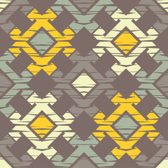 Ethnic boho seamless pattern. Embroidery on fabric. Patchwork texture. Weaving. Traditional ornament. Tribal pattern. Folk motif. Can be used for wallpaper, textile, invitation card, wrapping, web pag