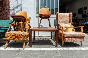 Furniture sold in Shuk hapishpeshim flea market, Tel Aviv, Israel