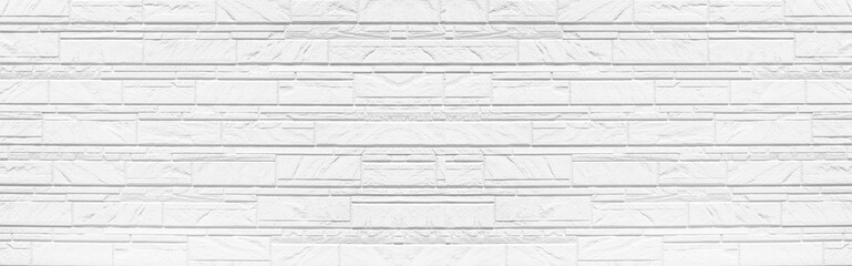 Panorama of White modern brick wall texture and background seamless