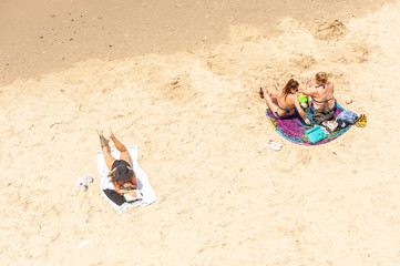 Beachgoers on the beach of Jaffa, Tel Aviv, Israel
