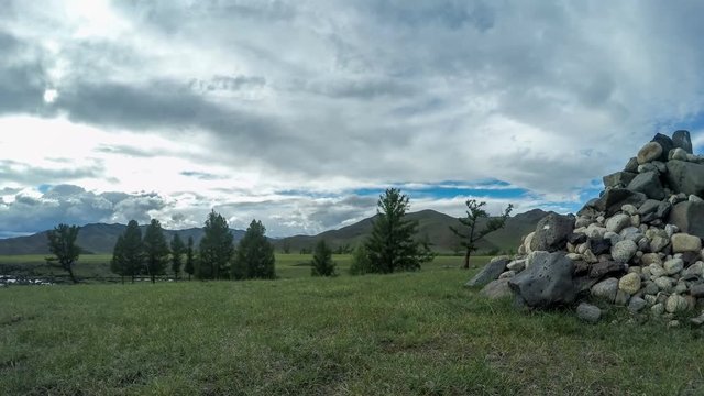 4K. Clouds above the Ulaan river, Mongolia. Ultra HD, 3840x2160