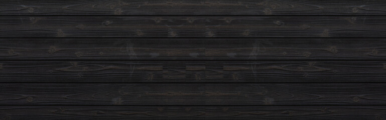 Naklejka premium Panorama of Black wood wall texture and background