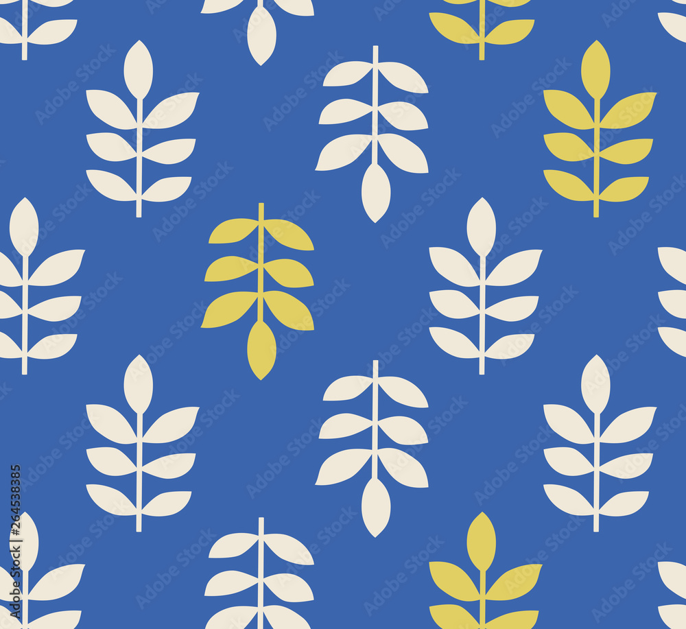 Aufkleber seamless pattern with stylized leaves in scandinavian style