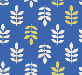 seamless pattern with stylized leaves in scandinavian style