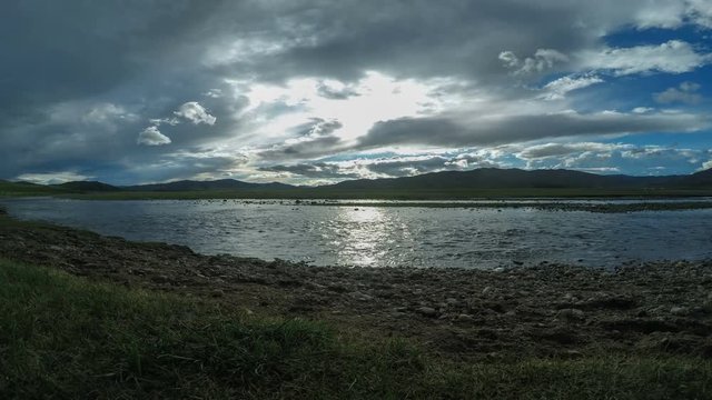 4K. Clouds above the Ulaan river, Mongolia. Ultra HD, 3840x2160