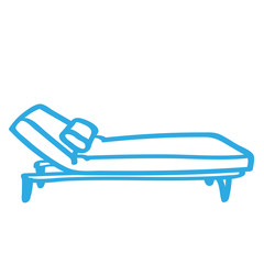 Handgezeichnete Liege in blau