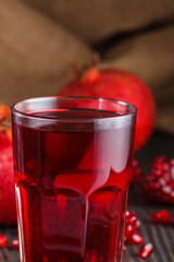 grains of a grenade on a dark rustic background