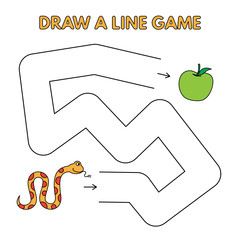 Cartoon Snake Draw a Line Game for Kids