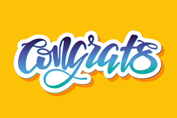 Naklejka premium Cute lettering hand drawn doodle label art banner - Congrats