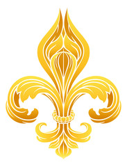 A gold Fleur De Lis heraldic coat of arms graphic design element © Christos Georghiou