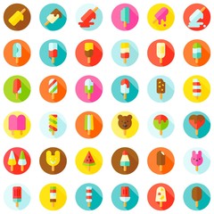 Ice pop icon set, filled style editable outline