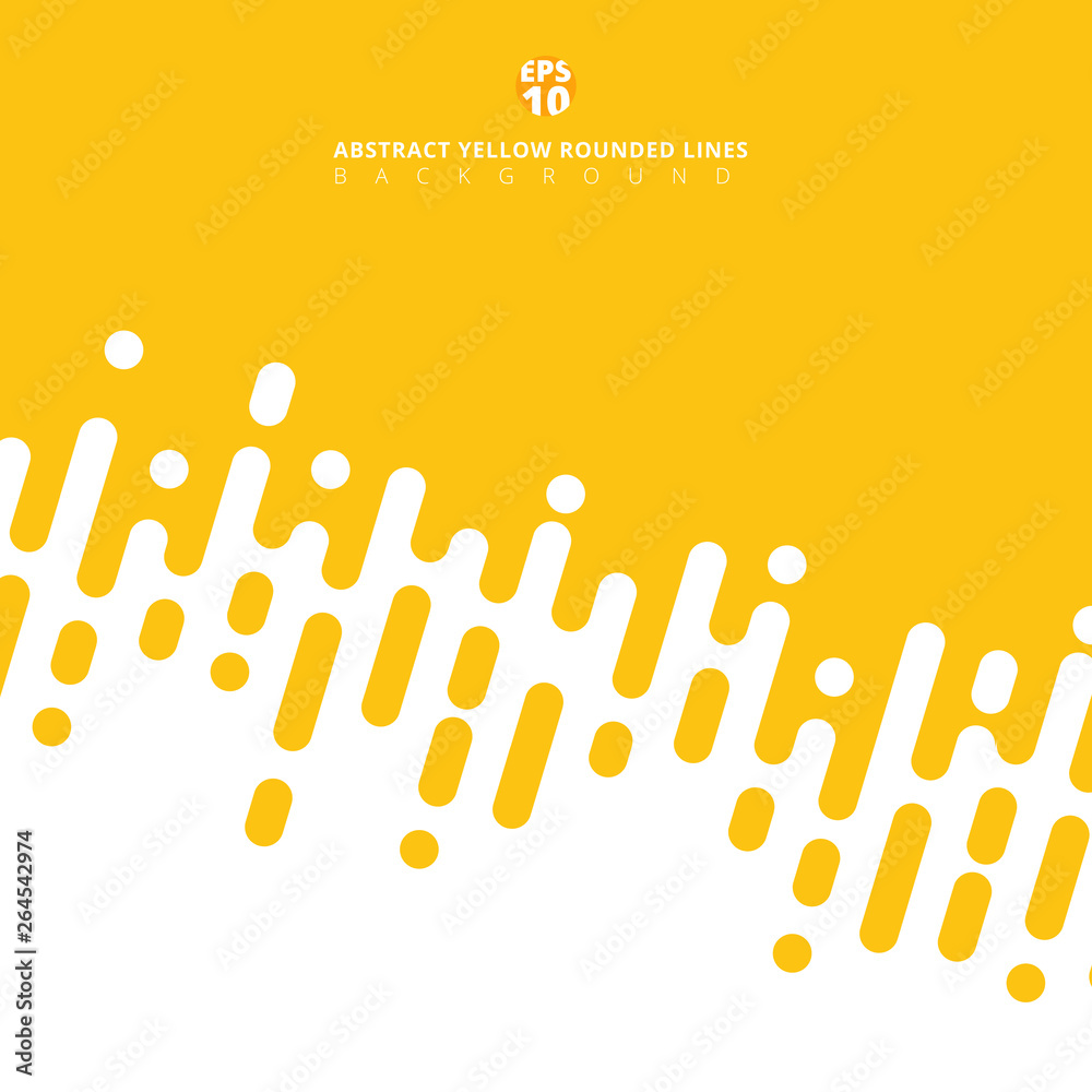Sticker abstract yellow mustard rounded lines diagonal halftone transition.