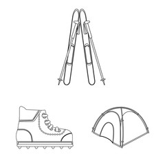 Isolated object of mountaineering and peak logo. Collection of mountaineering and camp vector icon for stock.