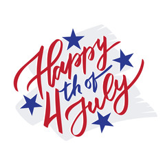 Fototapeta na wymiar Happy 4th of July - vector typography, calligraphy, lettering, hand-writing. 