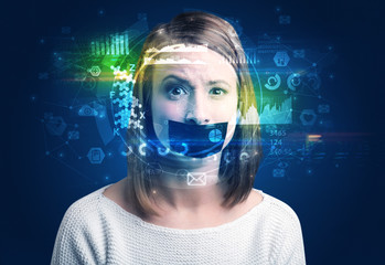 Biometric identification and Facial recognition system concept. 