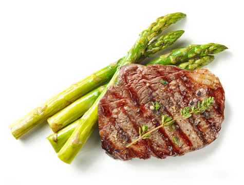 grilled steak on white background