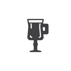 Mulled wine cup vector icon. filled flat sign for mobile concept and web design. Glass of mulled wine glyph icon. Symbol, logo illustration. Pixel perfect vector graphics