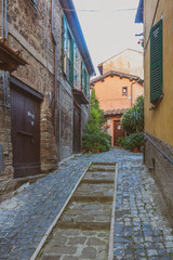 Fototapeta na wymiar Street and architecture of the town of Nemi, Italy