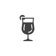 Fresh cocktail glass vector icon. filled flat sign for mobile concept and web design. Glass of alcohol drink with lime glyph icon. Symbol, logo illustration. Pixel perfect vector graphics