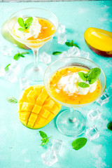 Tropical mango margarita cocktails