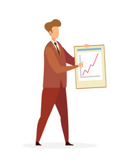 Businessman Pointing at Graph Growth Character