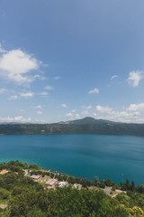 Fototapeta na wymiar View of Lake Albano from the town of Castel Gandolfo, Italy