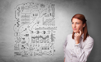 Fototapeta premium Young person thinking with office problems concept 