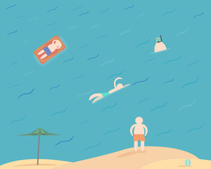 man on beach , summer vacation