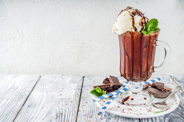 Iced chocolate cocktail with vanilla ice cream