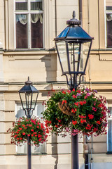 Old lamps decorated with flowers