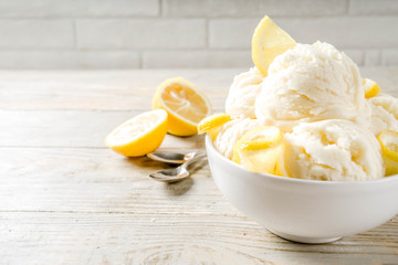 Homemade lemon vanilla ice cream