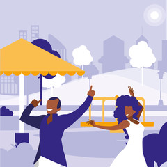 young black couple dancing in the park