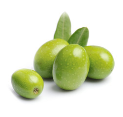 Sweet green olive isolated on white backgrounds.