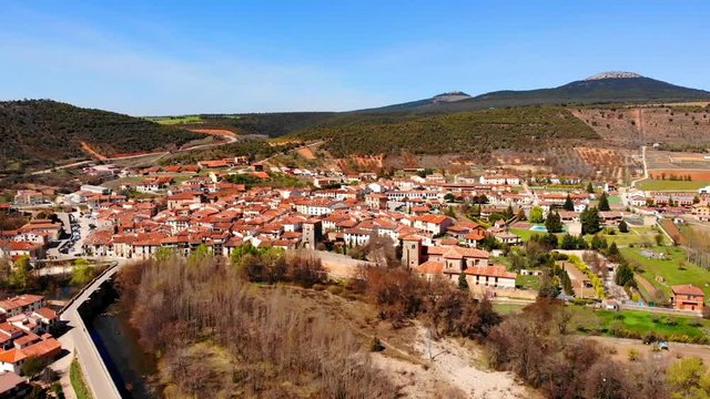 Aerial drone footage Covarrubias, most beautifull spanish village