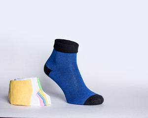  blue socks on a white background