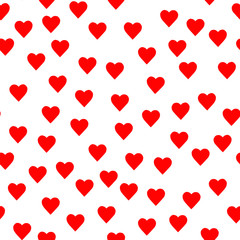 Seamless pattern. Stylish red hearts on white. Romantic wallpaper, fabric, textile, wrapping. Background for holidays mother's day, Valentine's day, 8th march. Love concept