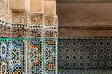 Old Islamic school of Ali Ben Youssef Medersa in Marrakesh, Morocco.