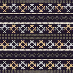 Ethnic boho seamless pattern. Embroidery on fabric. Patchwork texture. Weaving. Traditional ornament. Tribal pattern. Folk motif. Can be used for wallpaper, textile, invitation card, wrapping, web pag