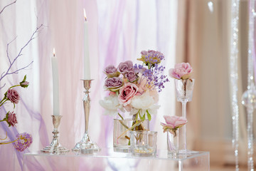 Fresh flowers in a wedding decoration.