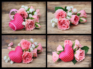 Bouquet roses and heart .