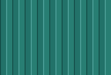 Green wall panels texture.  Corrugated metal profiled panel. Vertical lines. Simple realistic design. Vector seamless pattern.