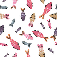 Seamless watercolor pattern of fingerling