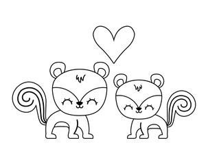 couple of cute chipmunk animal icon