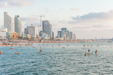 Cityscape from the beach of Tel Aviv, Israel