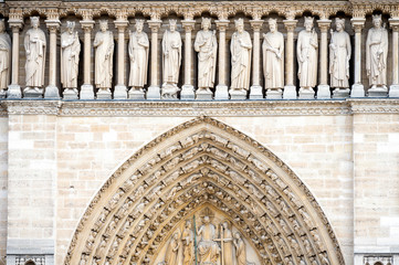 PARIS, NOTRE DAME: The gallery of the Kings is placed above the portals and consists of a loggia...